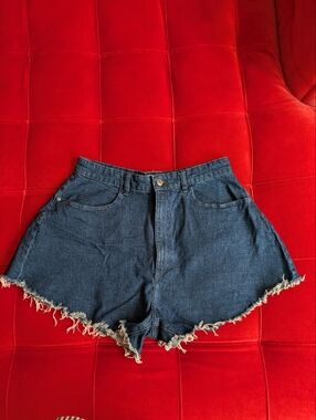 WeWoreWhat Dark Blue Flared Bell Denim Shorts